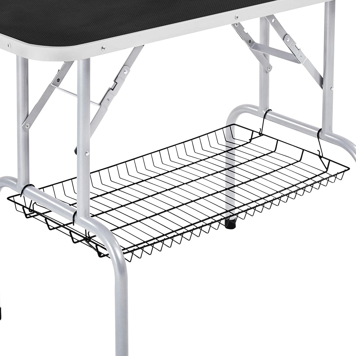 46'' Pet Grooming Table for Large Dogs Adjustable Height Portable Trimming Table Drying Table W/Arm/Noose/Mesh Tray Maximum Capacity up to 265Lb, Black